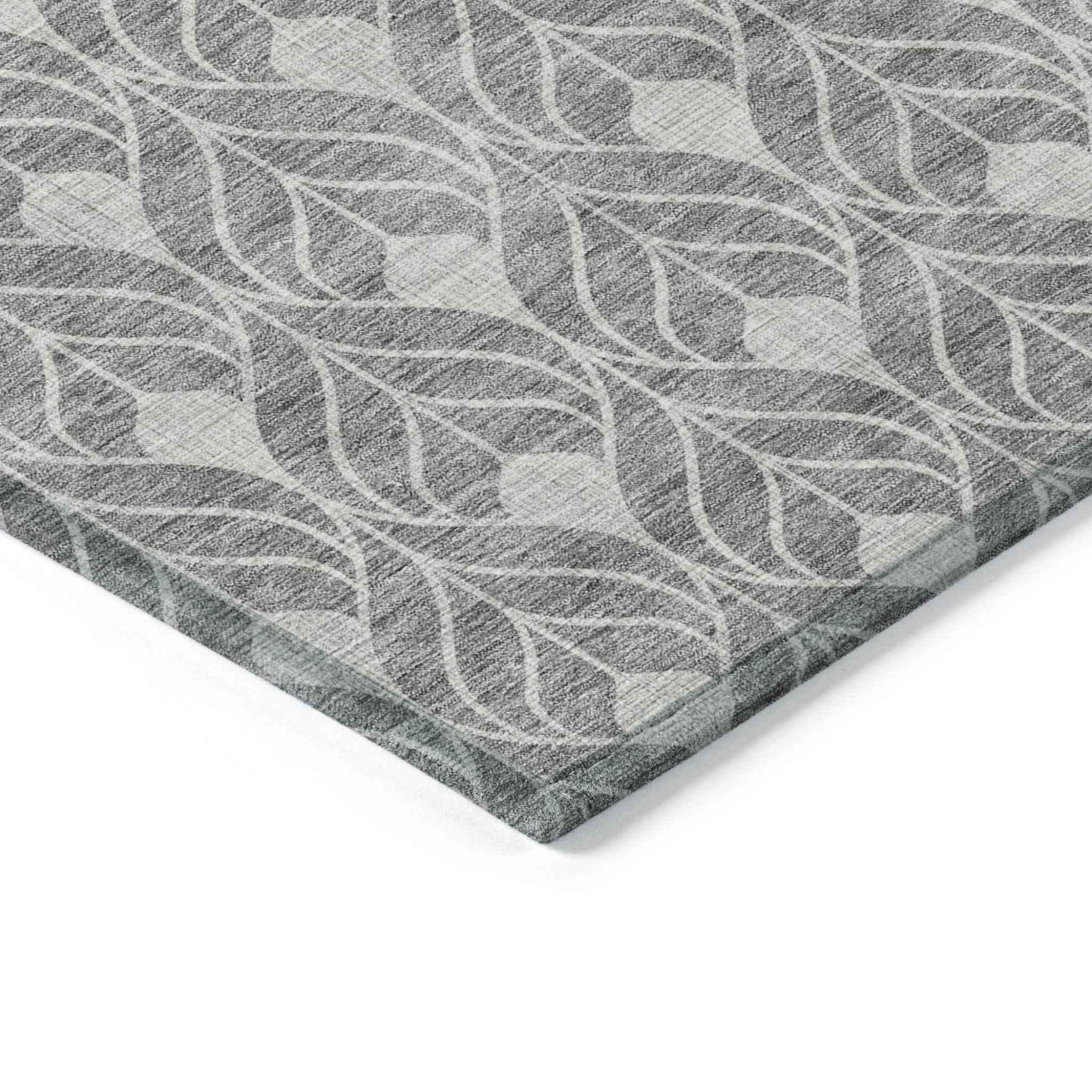 8' X 10' Gray And Light Gray Geometric Washable Indoor Outdoor Area Rug