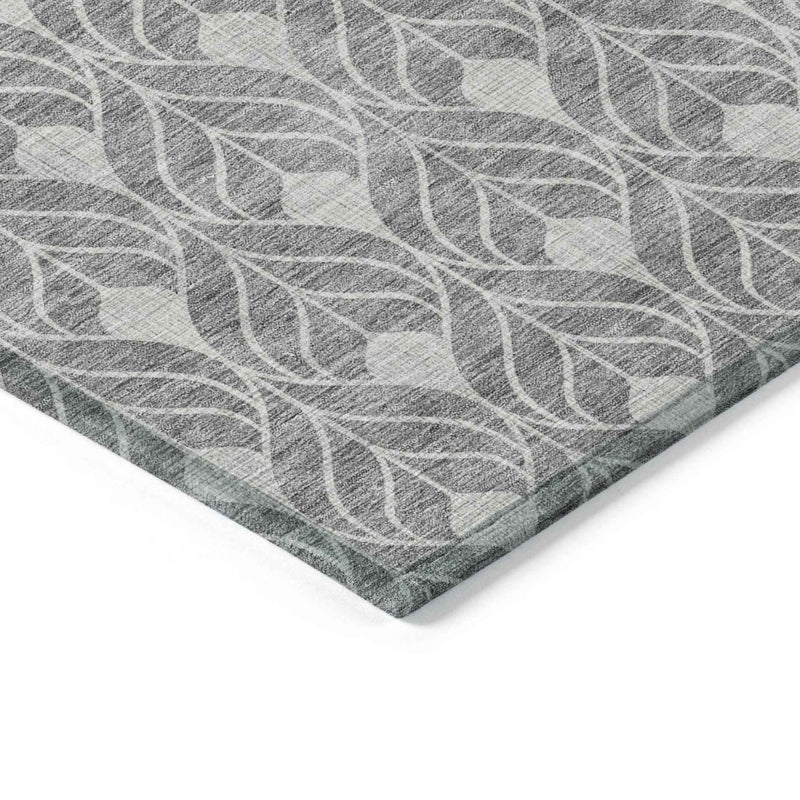 8' X 10' Gray And Light Gray Geometric Washable Indoor Outdoor Area Rug