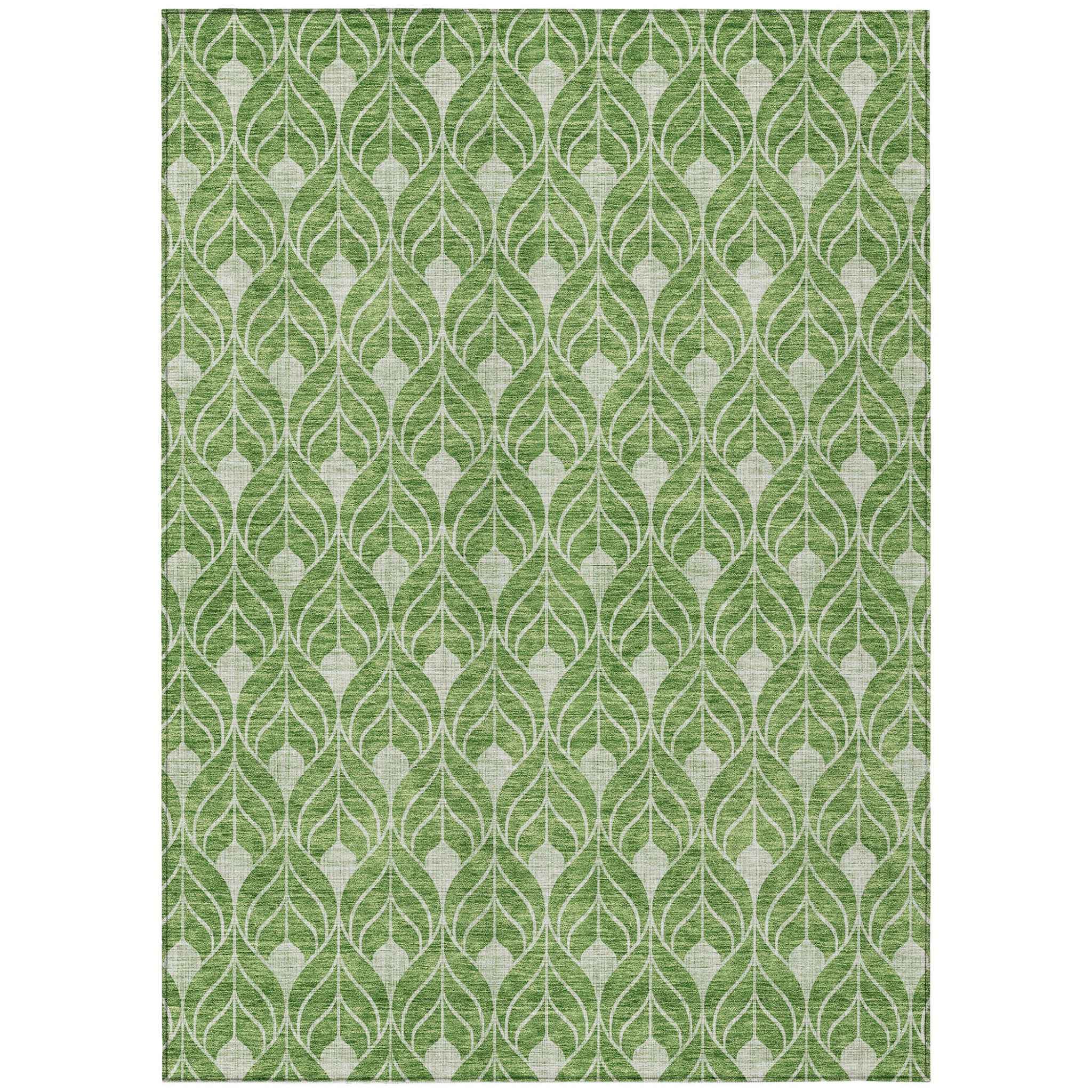 8' X 10' Green And Light Green Geometric Washable Indoor Outdoor Area Rug