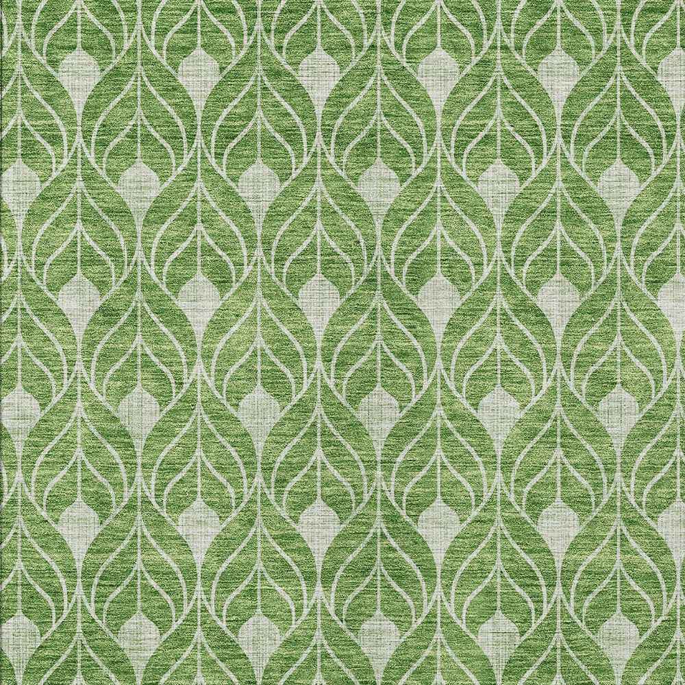 8' X 10' Green And Light Green Geometric Washable Indoor Outdoor Area Rug