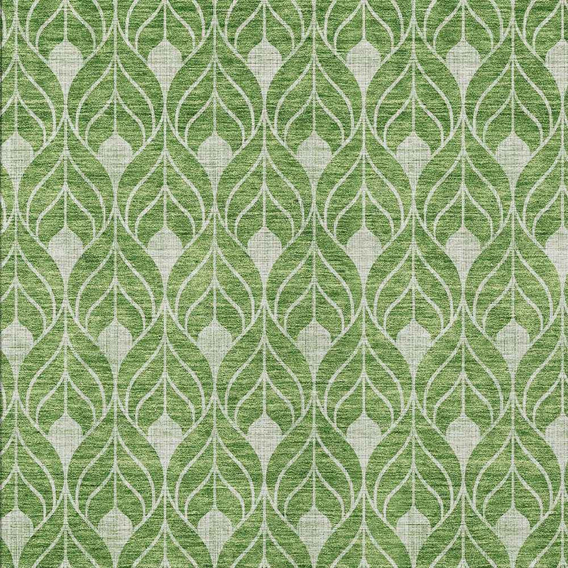 8' X 10' Green And Light Green Geometric Washable Indoor Outdoor Area Rug