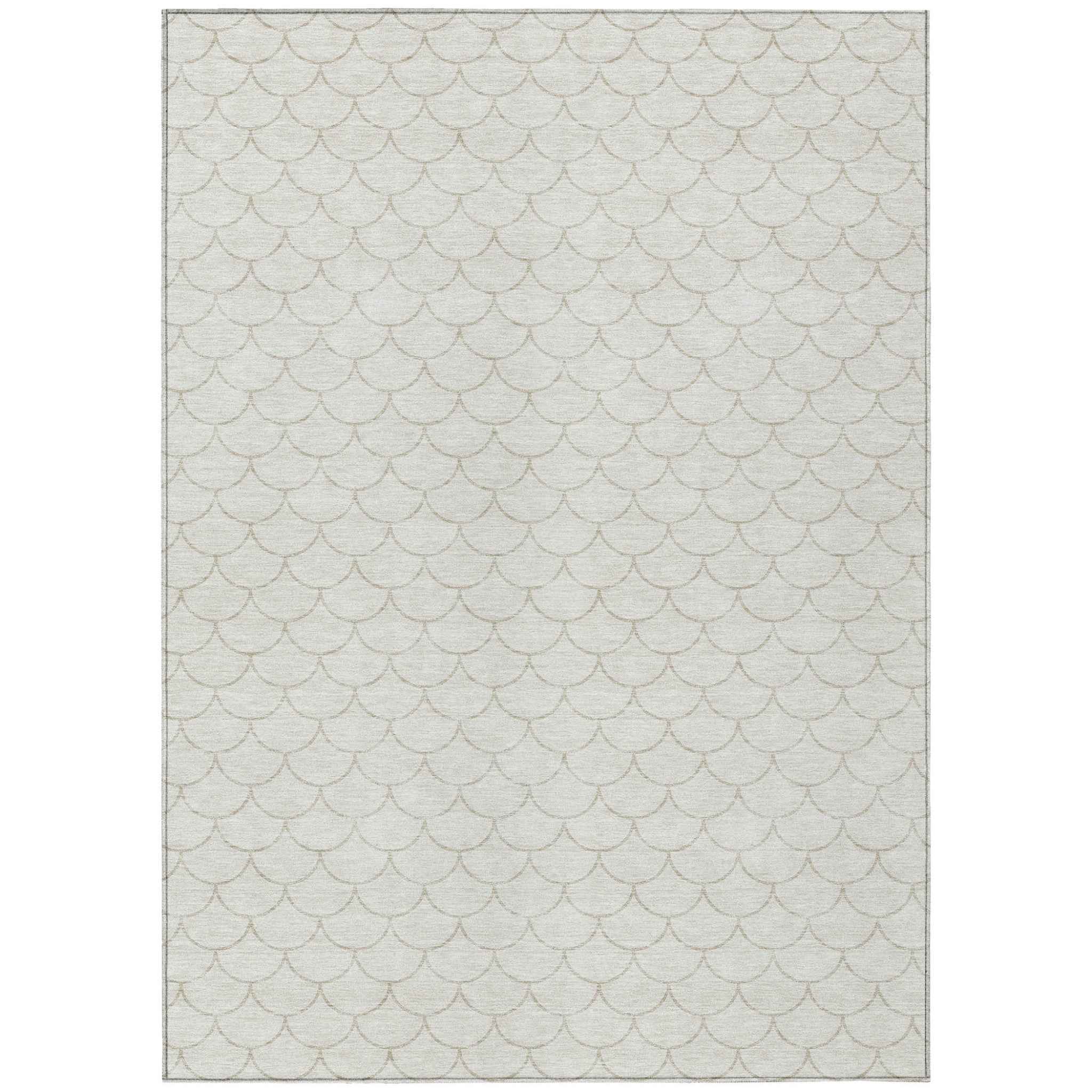 8' X 10' Ivory And Beige Geometric Washable Indoor Outdoor Area Rug