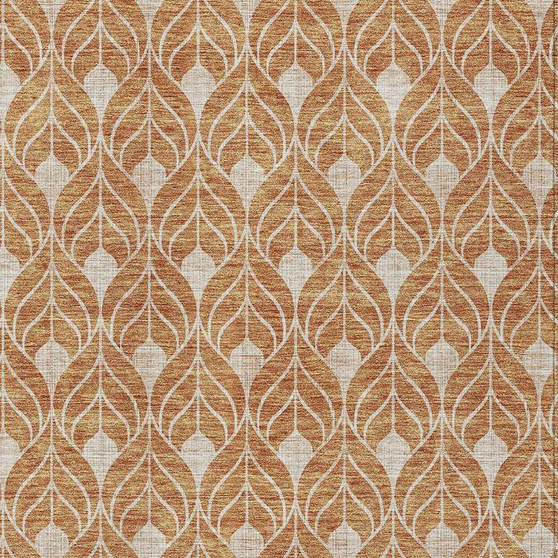 8' X 10' Copper And Beige Geometric Washable Indoor Outdoor Area Rug