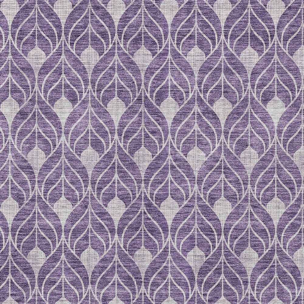 8' X 10' Purple And Ivory Geometric Washable Indoor Outdoor Area Rug
