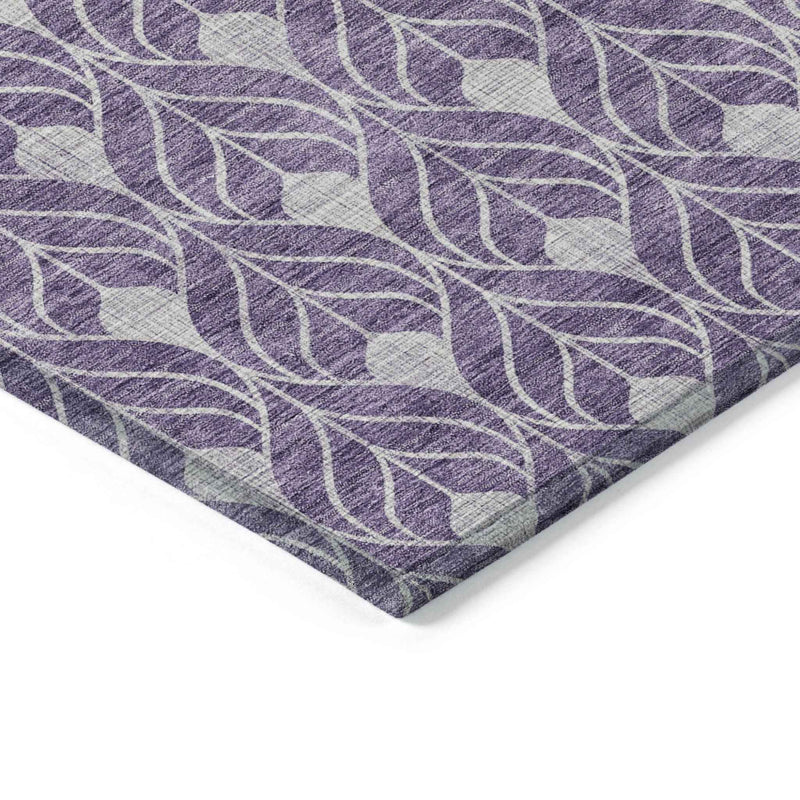 8' X 10' Purple And Ivory Geometric Washable Indoor Outdoor Area Rug