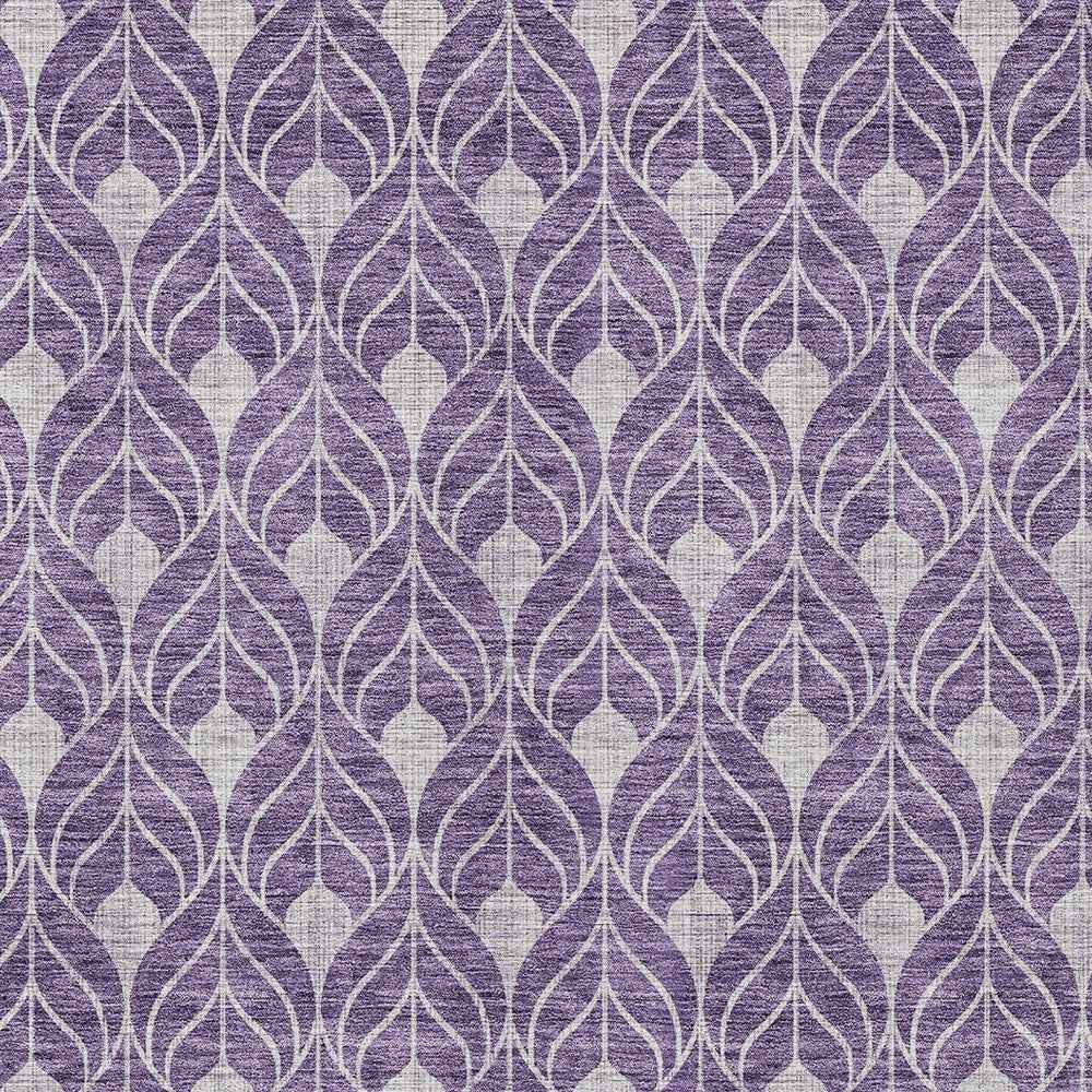 5' X 8' Purple And Ivory Geometric Washable Indoor Outdoor Area Rug