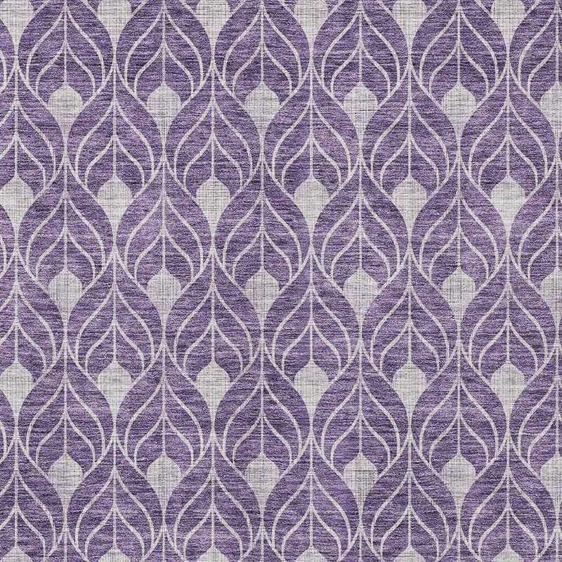 5' X 8' Purple And Ivory Geometric Washable Indoor Outdoor Area Rug
