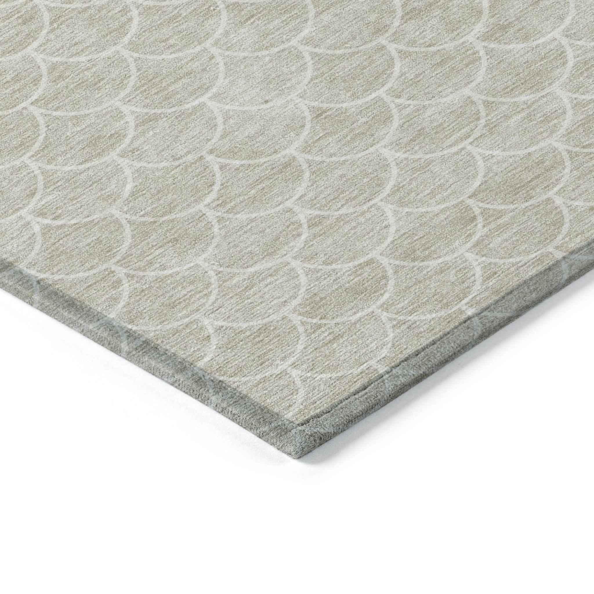 5' X 8' Beige And Ivory Geometric Washable Indoor Outdoor Area Rug