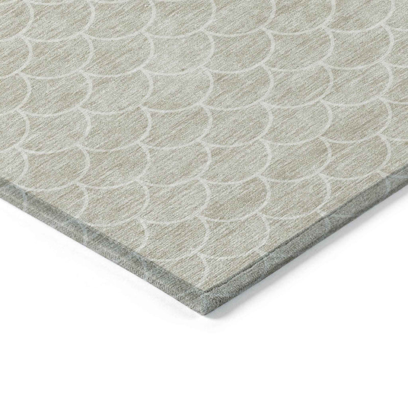5' X 8' Beige And Ivory Geometric Washable Indoor Outdoor Area Rug