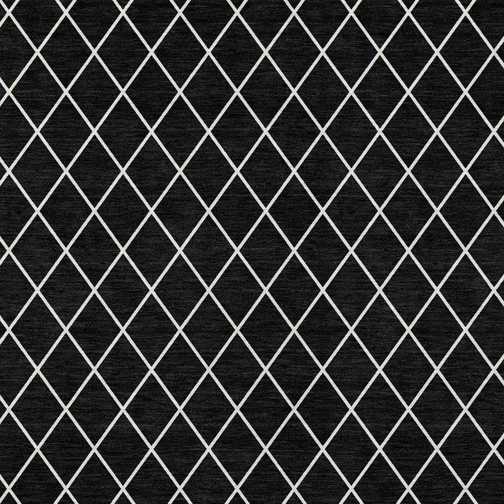 5' X 8' Black And Ivory Geometric Washable Indoor Outdoor Area Rug