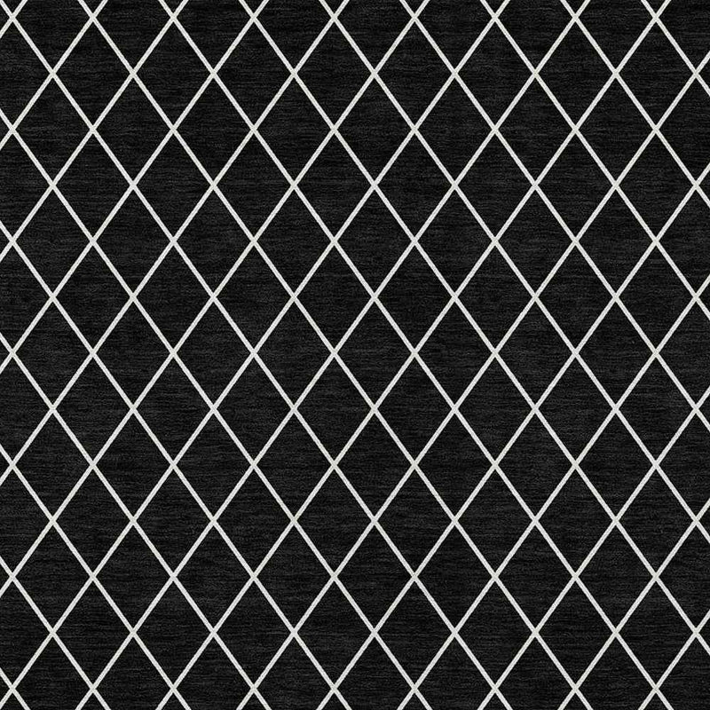 5' X 8' Black And Ivory Geometric Washable Indoor Outdoor Area Rug