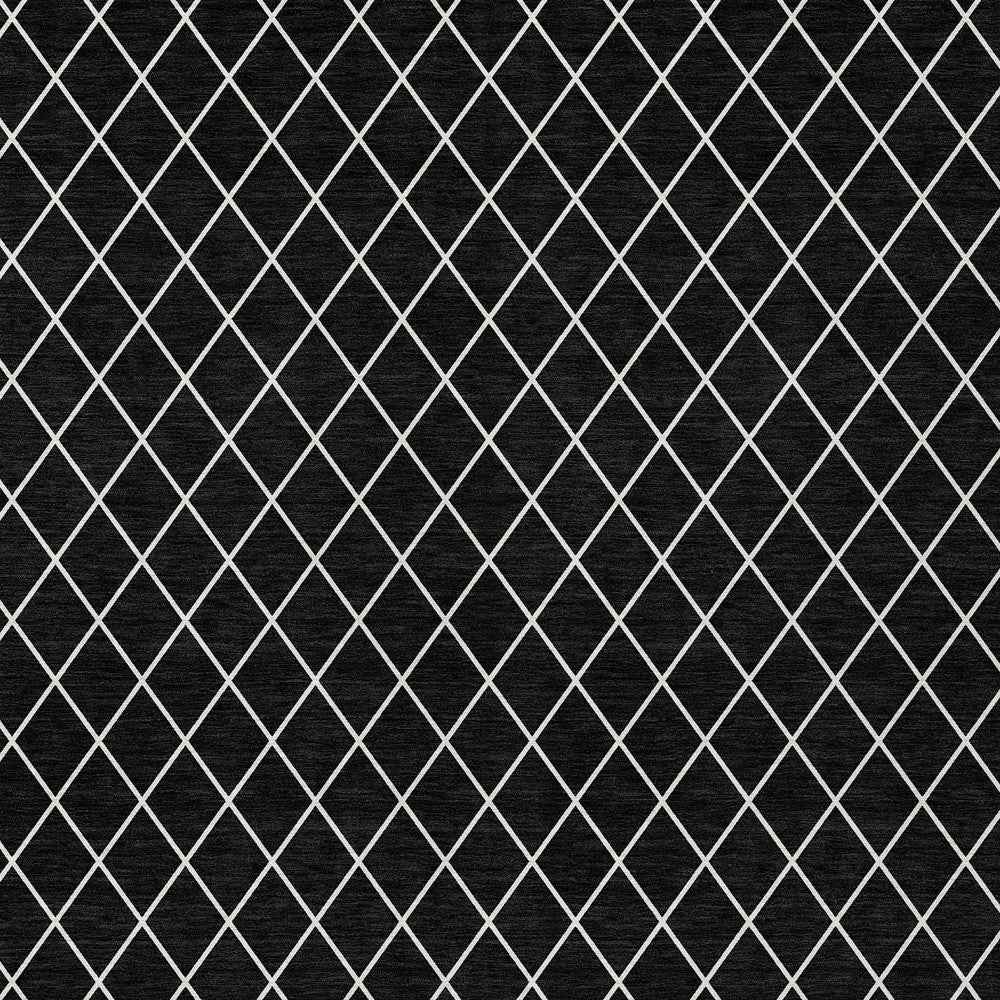 5' X 8' Black And Ivory Geometric Washable Indoor Outdoor Area Rug