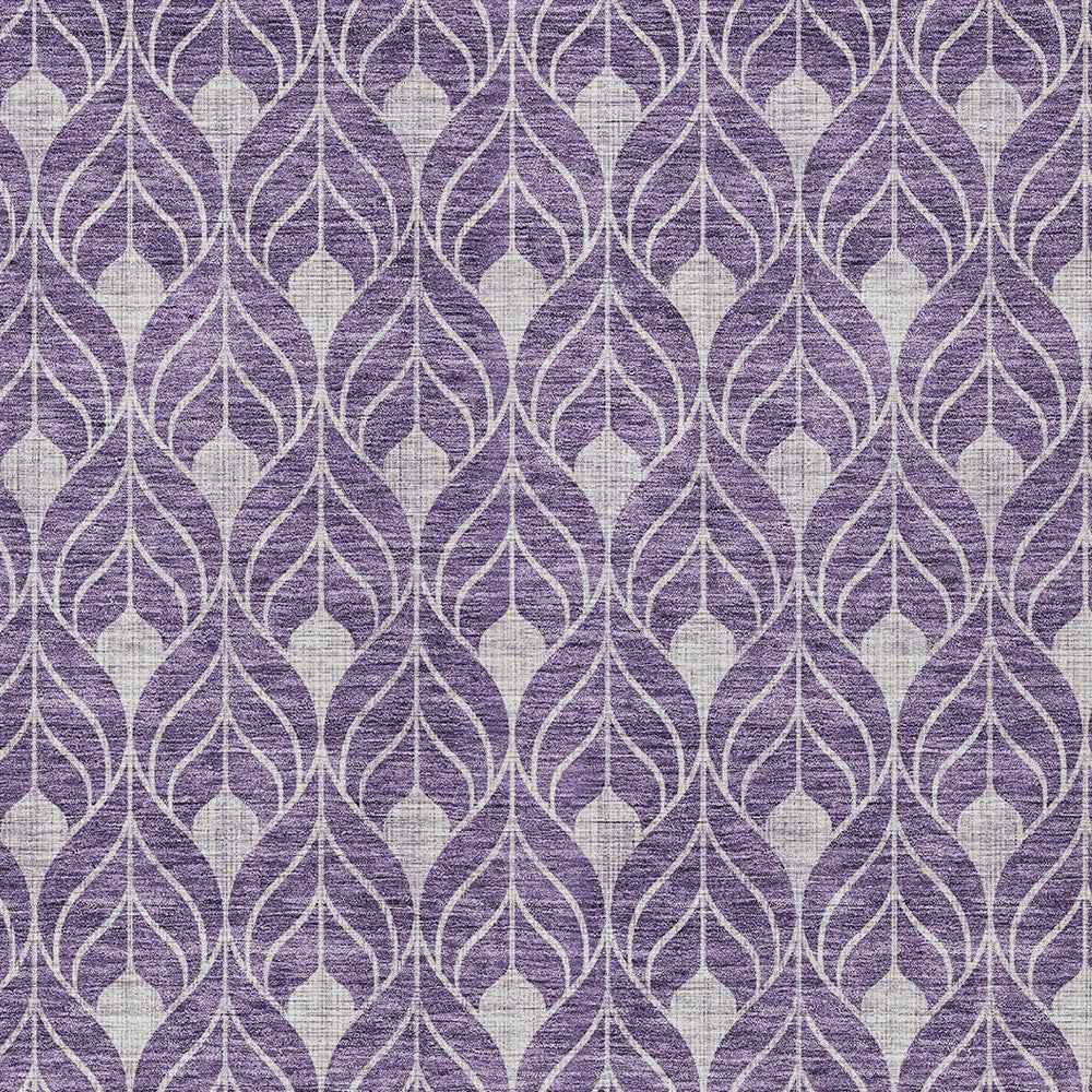 10' X 14' Purple And Ivory Geometric Washable Indoor Outdoor Area Rug