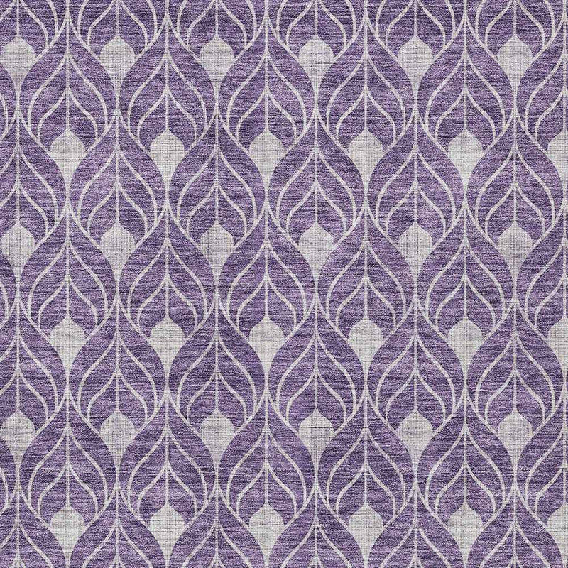 10' X 14' Purple And Ivory Geometric Washable Indoor Outdoor Area Rug