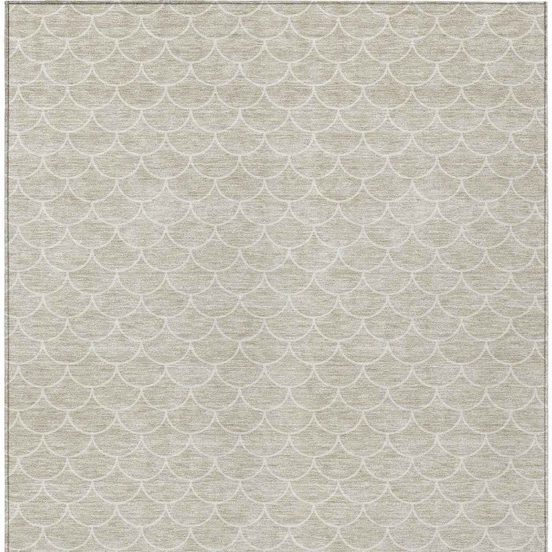 5' X 8' Beige And Ivory Geometric Washable Indoor Outdoor Area Rug