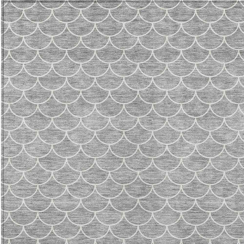 8' X 10' Gray And Ivory Geometric Washable Indoor Outdoor Area Rug
