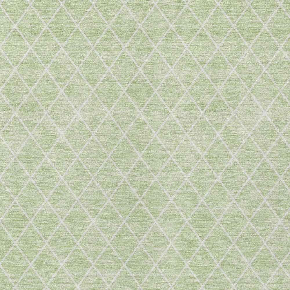 9' X 12' Mint Green And Ivory Geometric Washable Indoor Outdoor Area Rug