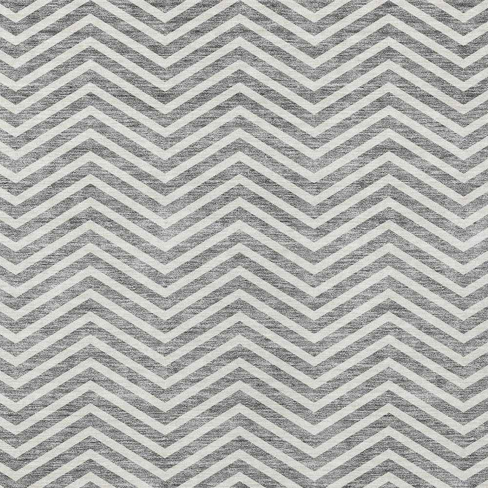 8' X 10' Gray And Ivory Chevron Washable Indoor Outdoor Area Rug