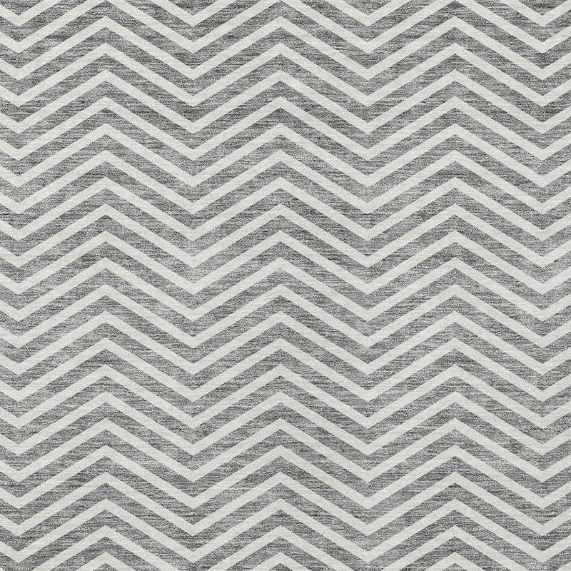 8' X 10' Gray And Ivory Chevron Washable Indoor Outdoor Area Rug