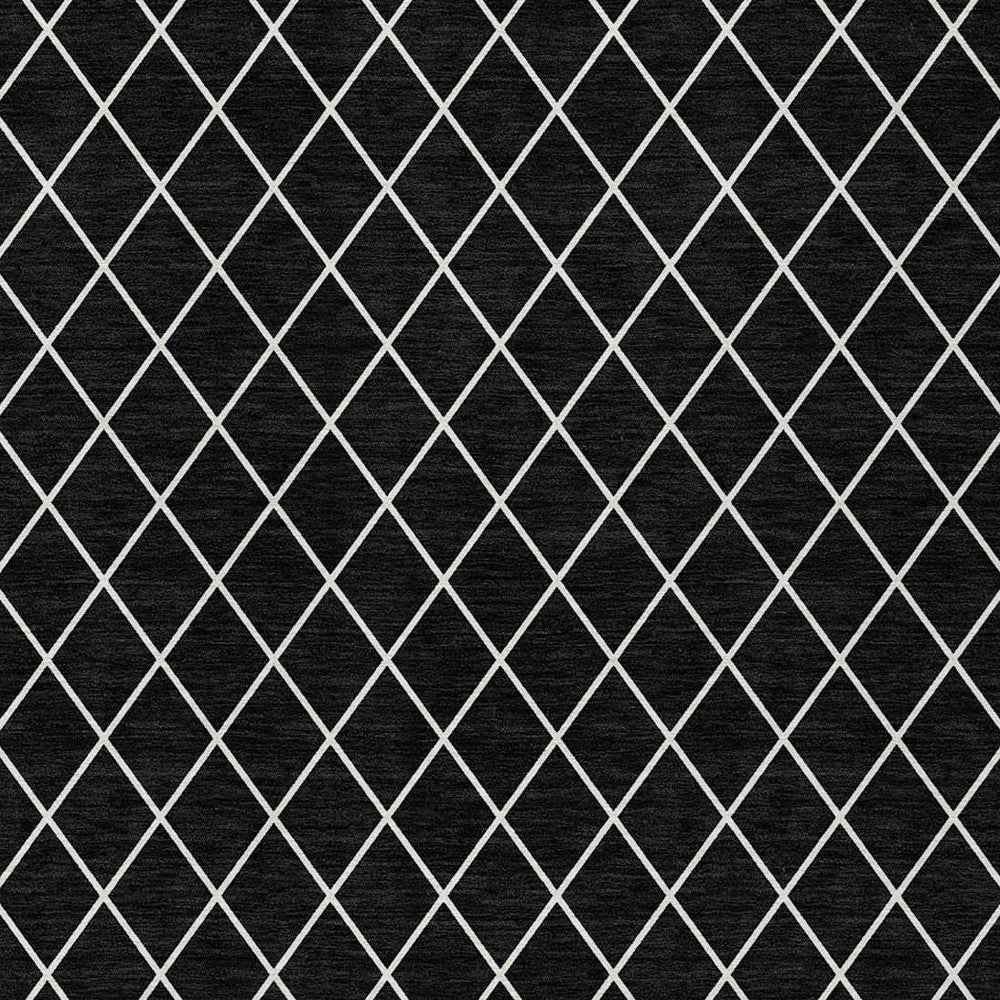 8' X 10' Black And Ivory Geometric Washable Indoor Outdoor Area Rug