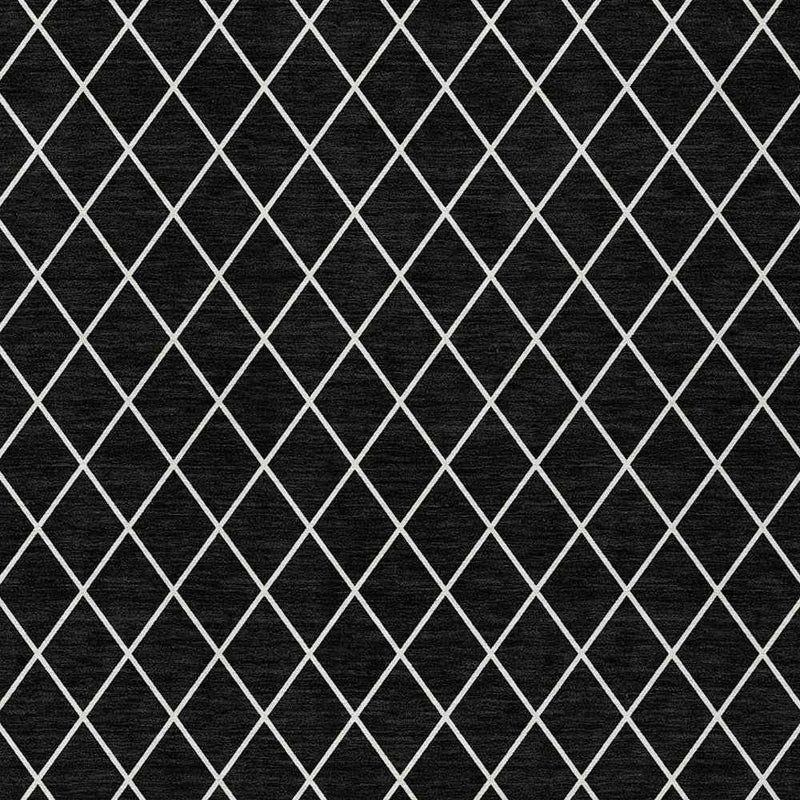 8' X 10' Black And Ivory Geometric Washable Indoor Outdoor Area Rug