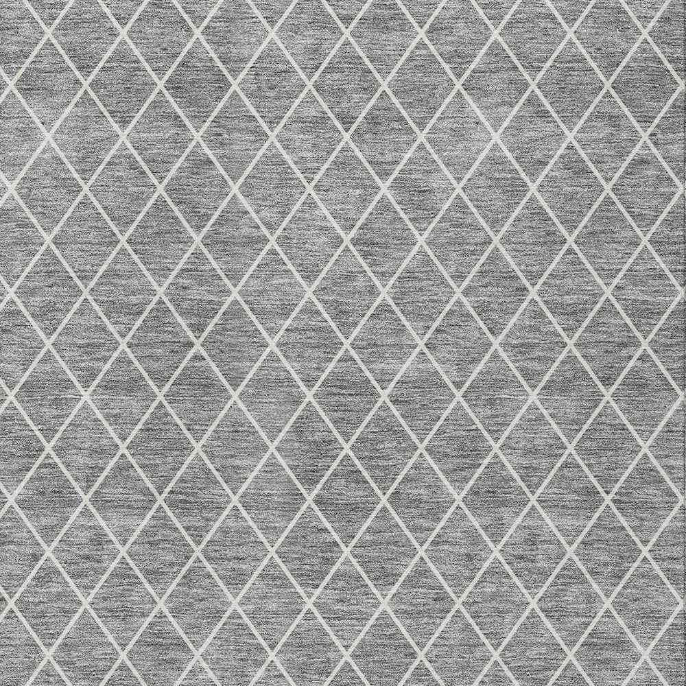 3' X 5' Gray And Ivory Geometric Washable Indoor Outdoor Area Rug