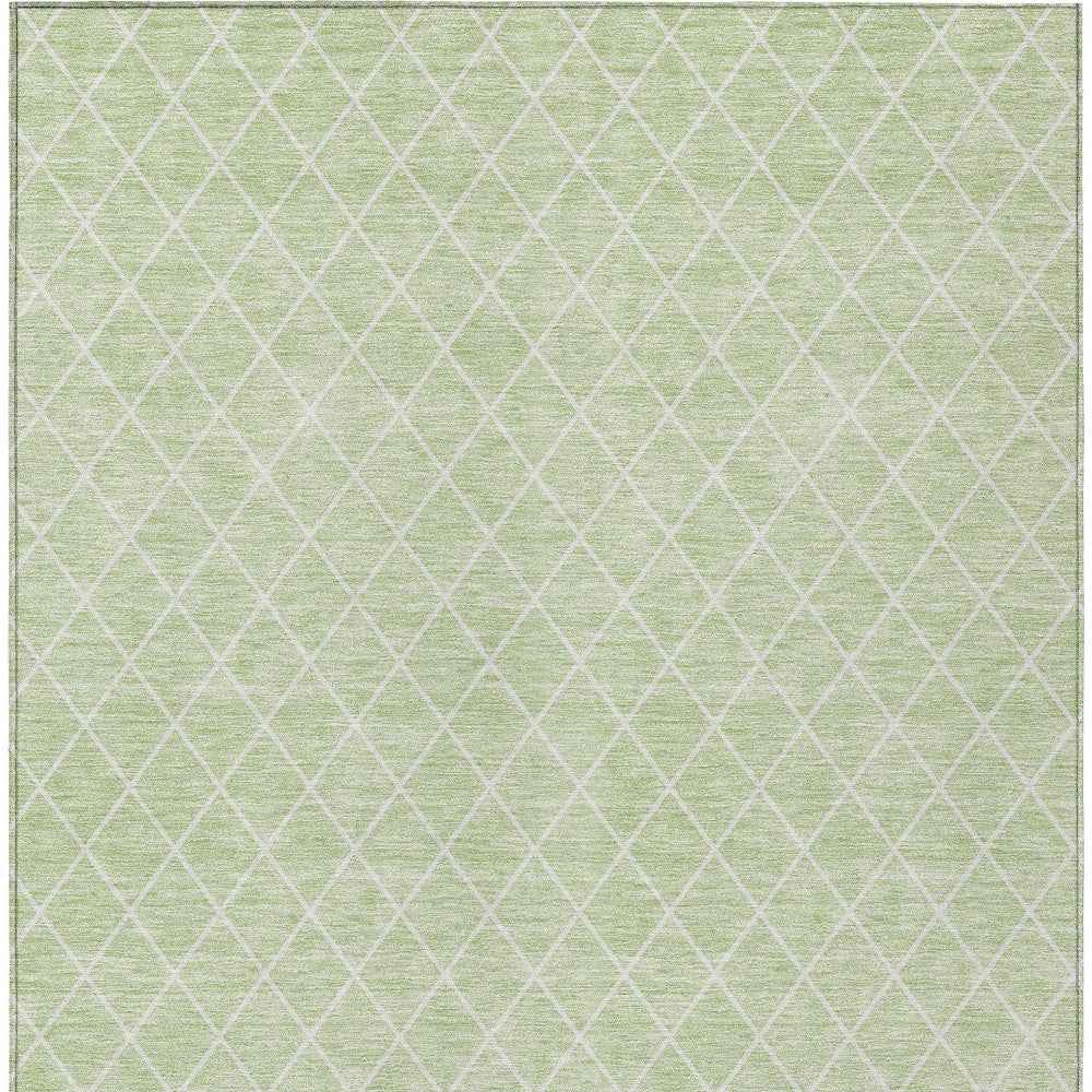 5' X 8' Mint Green And Ivory Geometric Washable Indoor Outdoor Area Rug