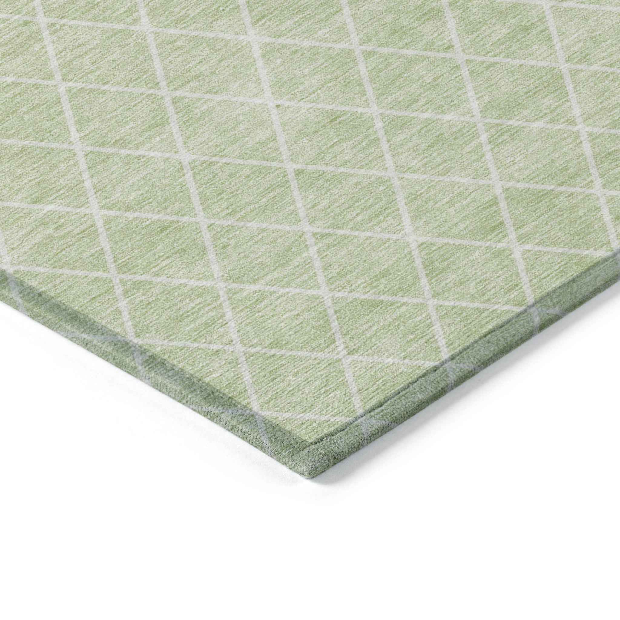 5' X 8' Mint Green And Ivory Geometric Washable Indoor Outdoor Area Rug