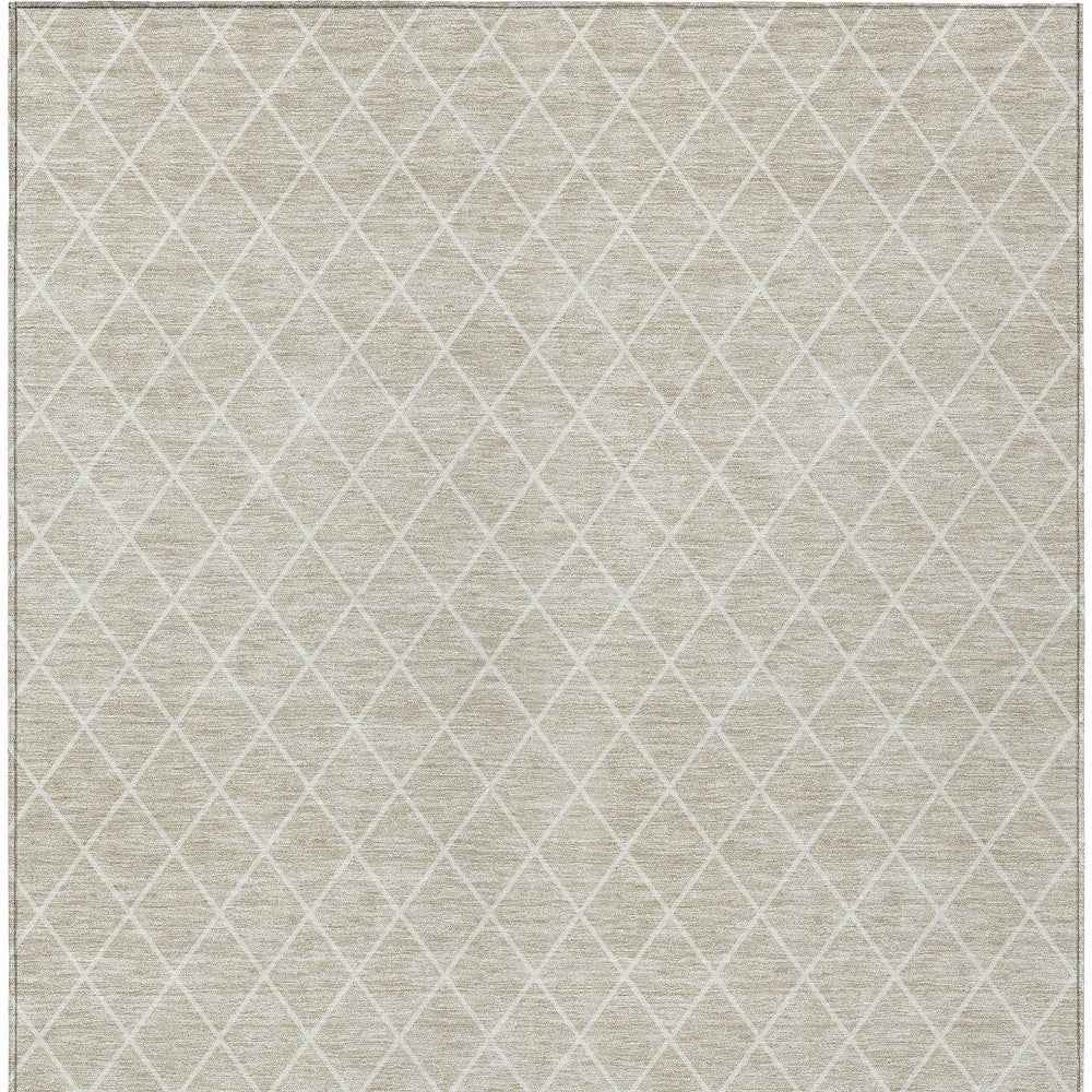 5' X 8' Beige And Ivory Geometric Washable Indoor Outdoor Area Rug