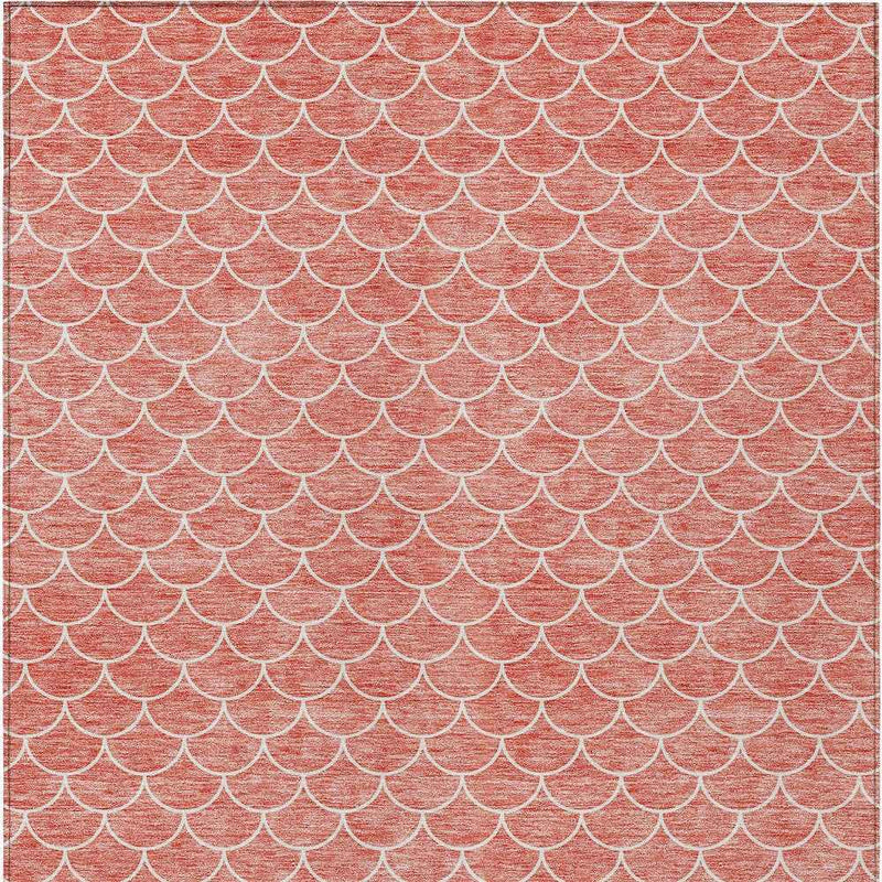 3' X 5' Salmon And Ivory Geometric Washable Indoor Outdoor Area Rug