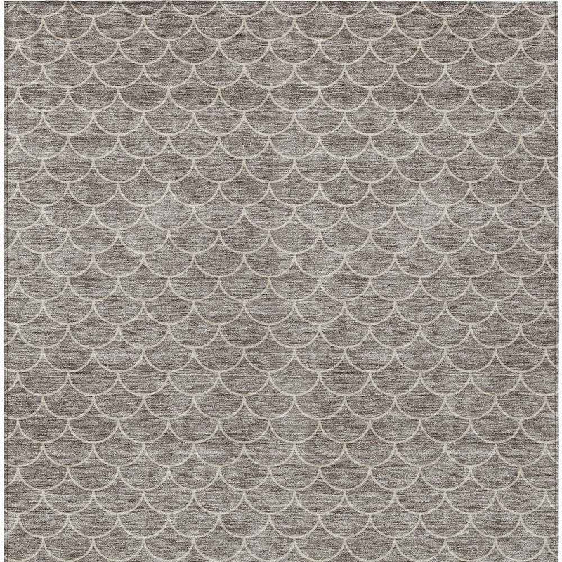 3' X 5' Taupe And Beige Geometric Washable Indoor Outdoor Area Rug