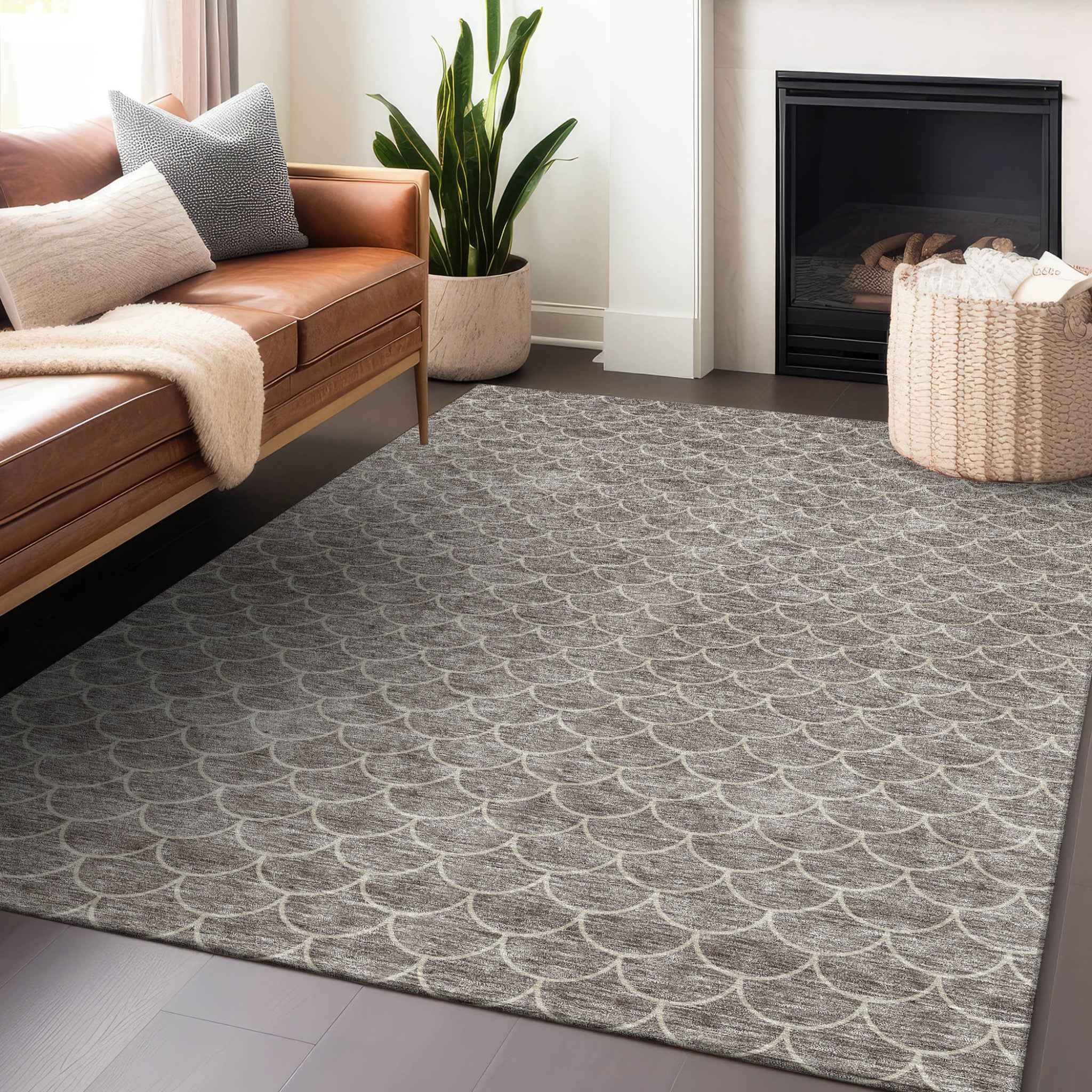3' X 5' Taupe And Beige Geometric Washable Indoor Outdoor Area Rug