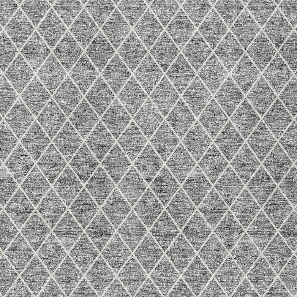8' X 10' Gray And Ivory Geometric Washable Indoor Outdoor Area Rug