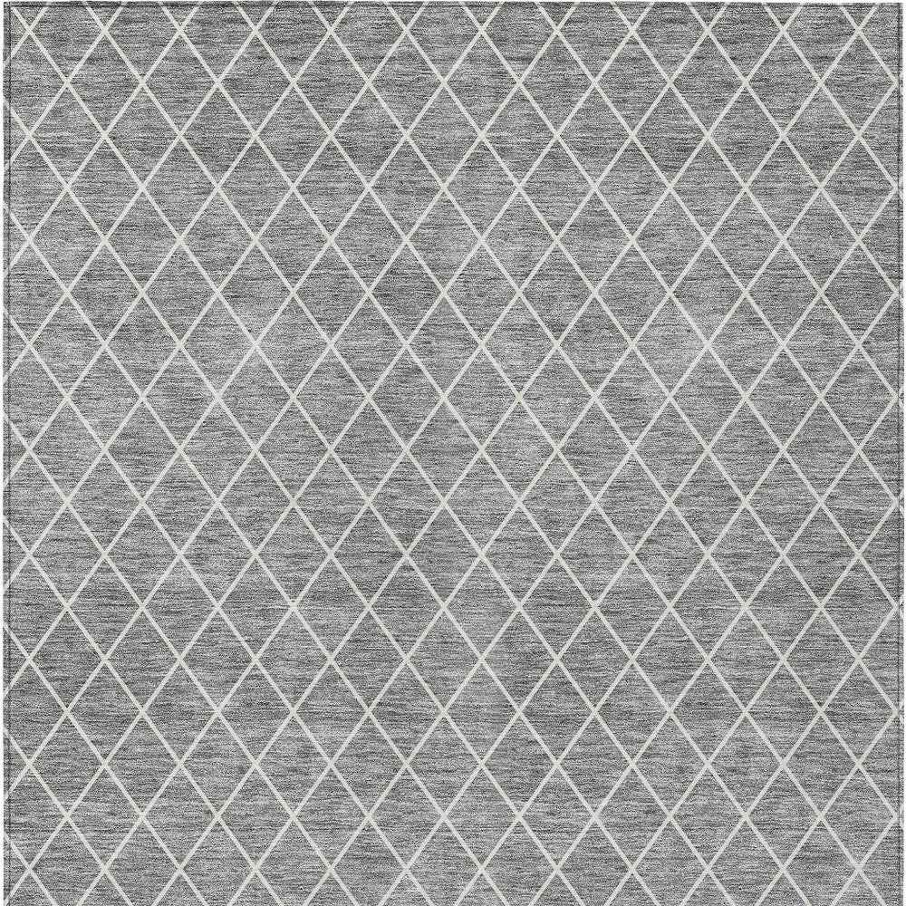 8' X 10' Gray And Ivory Geometric Washable Indoor Outdoor Area Rug