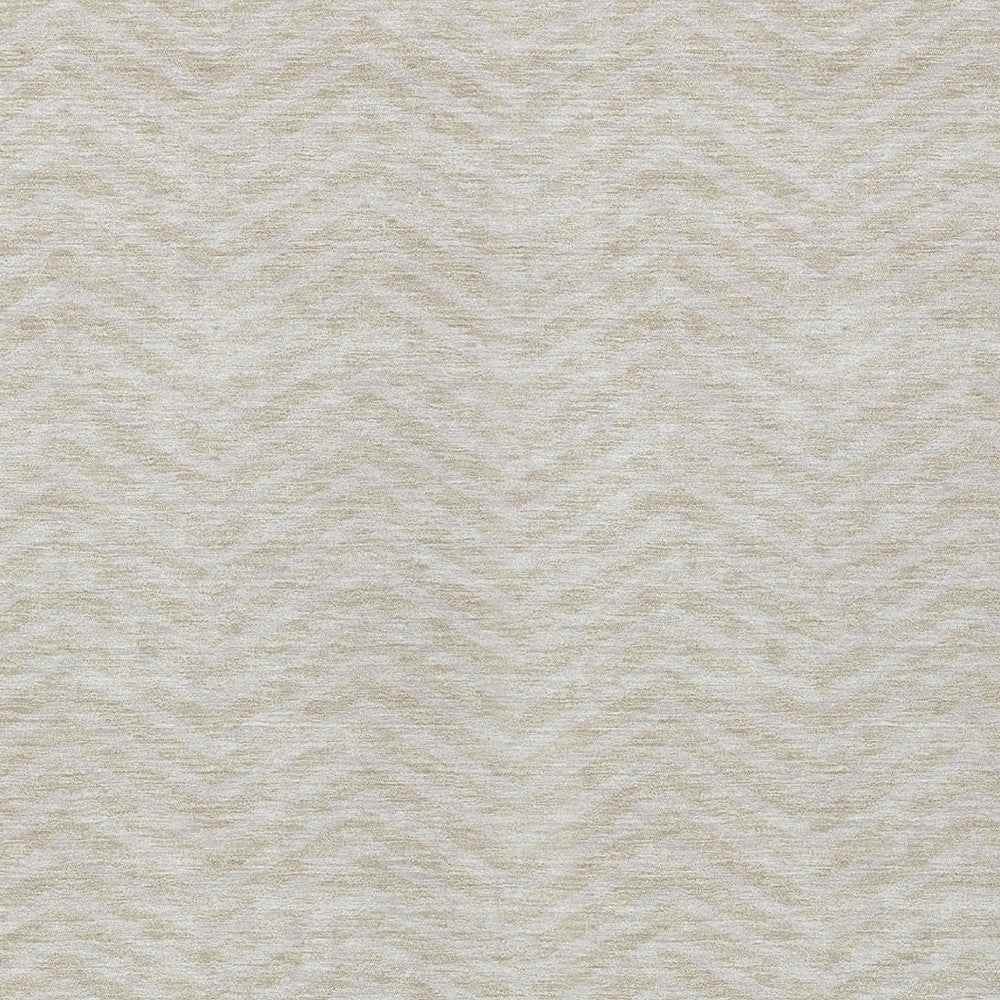 10' X 14' Beige And Gray Chevron Washable Indoor Outdoor Area Rug