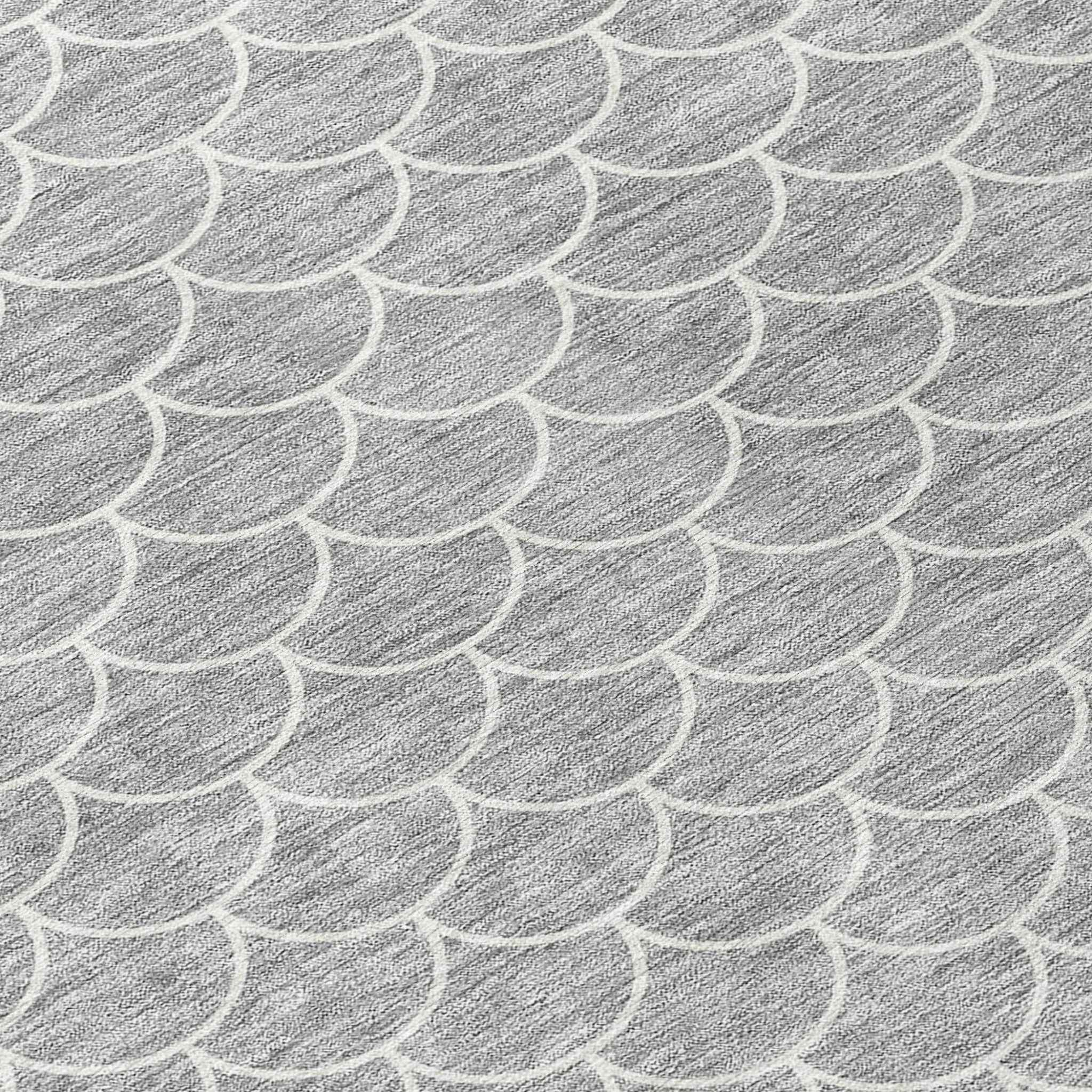10' X 14' Gray And Ivory Geometric Washable Indoor Outdoor Area Rug