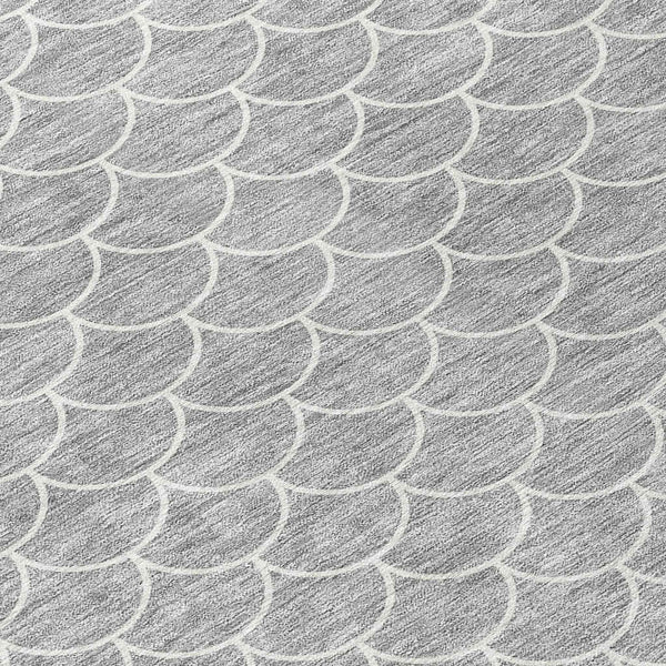 10' X 14' Gray And Ivory Geometric Washable Indoor Outdoor Area Rug