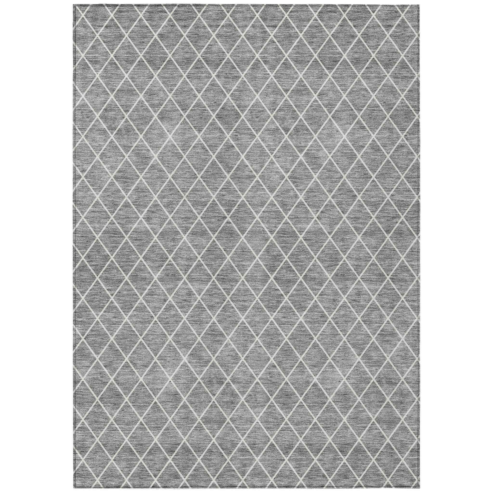 10' X 14' Gray And Ivory Geometric Washable Indoor Outdoor Area Rug