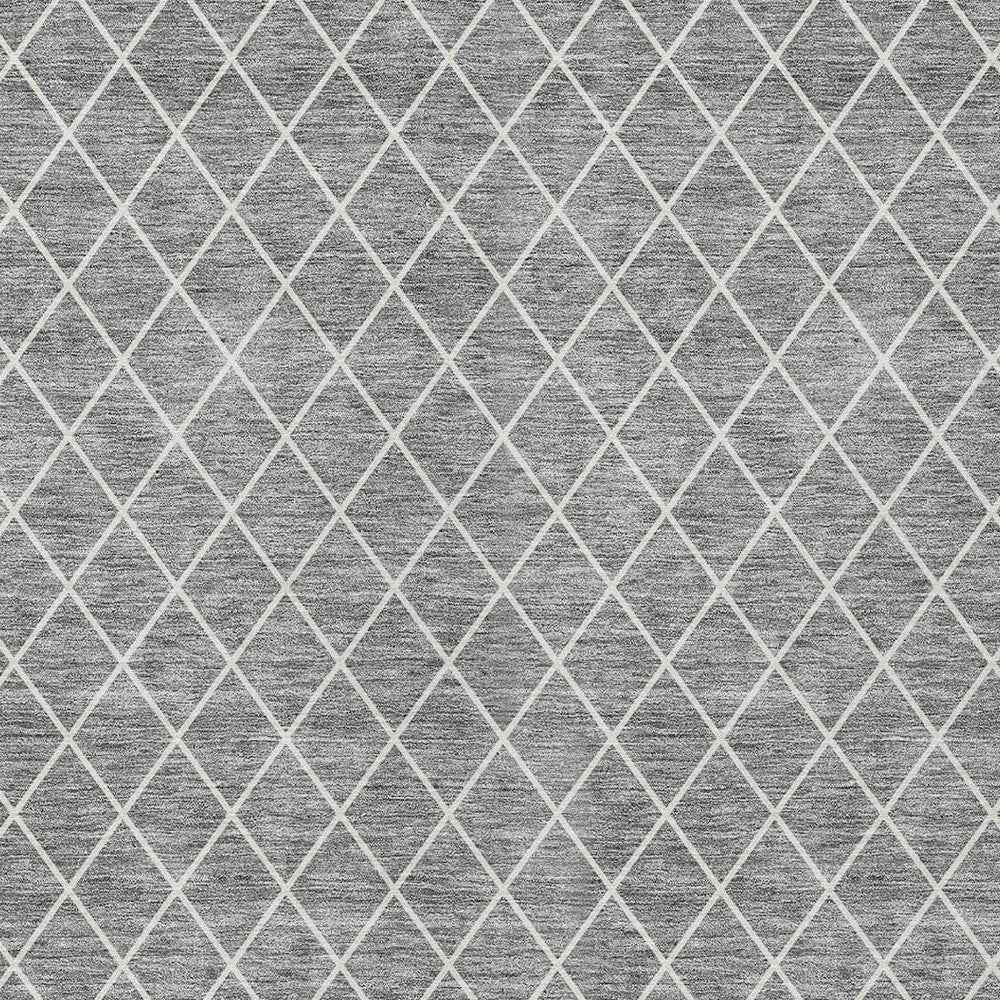10' X 14' Gray And Ivory Geometric Washable Indoor Outdoor Area Rug