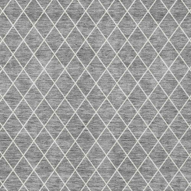 10' X 14' Gray And Ivory Geometric Washable Indoor Outdoor Area Rug