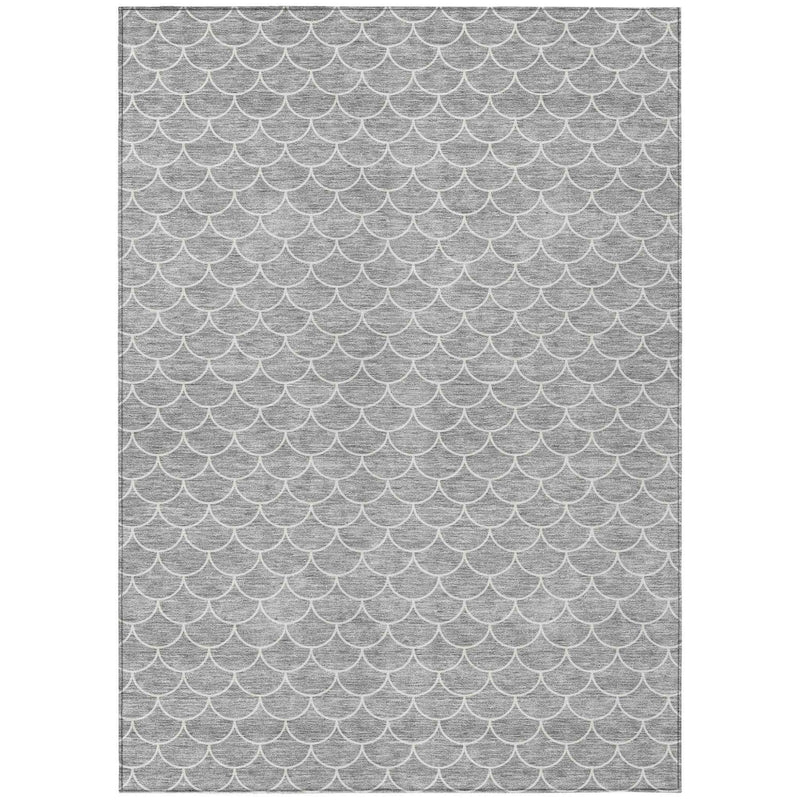 10' X 14' Gray And Ivory Geometric Washable Indoor Outdoor Area Rug