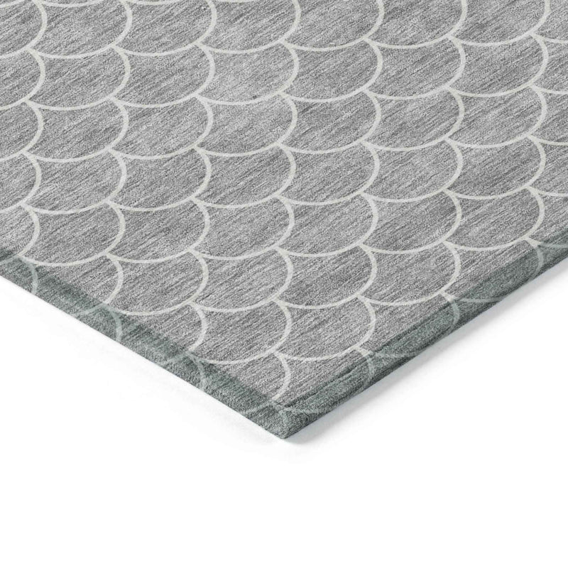 10' X 14' Gray And Ivory Geometric Washable Indoor Outdoor Area Rug