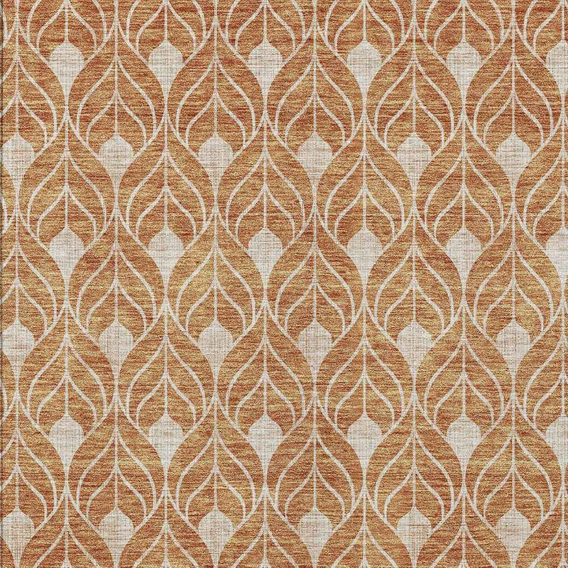 3' X 5' Copper And Beige Geometric Washable Indoor Outdoor Area Rug