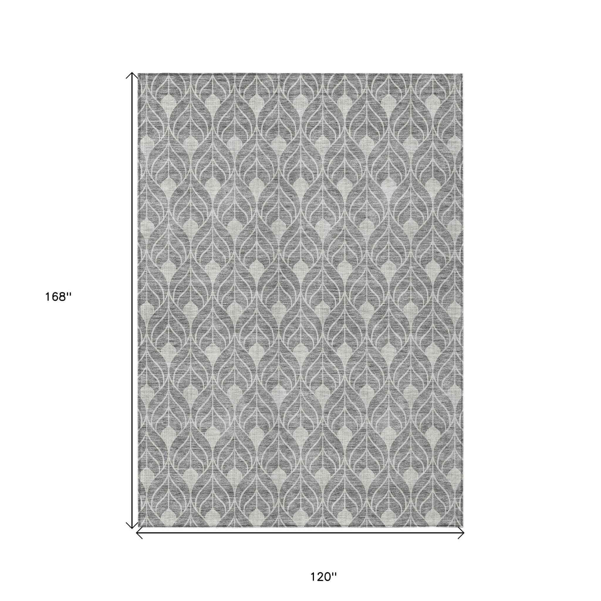 10' X 14' Gray And Light Gray Geometric Washable Indoor Outdoor Area Rug