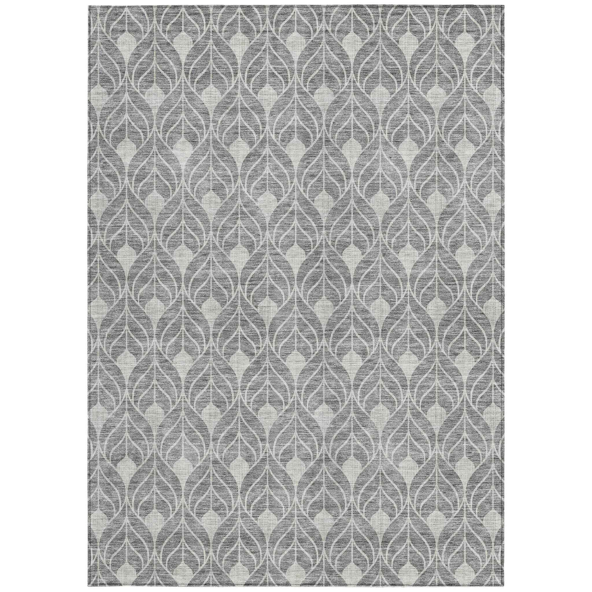 10' X 14' Gray And Light Gray Geometric Washable Indoor Outdoor Area Rug