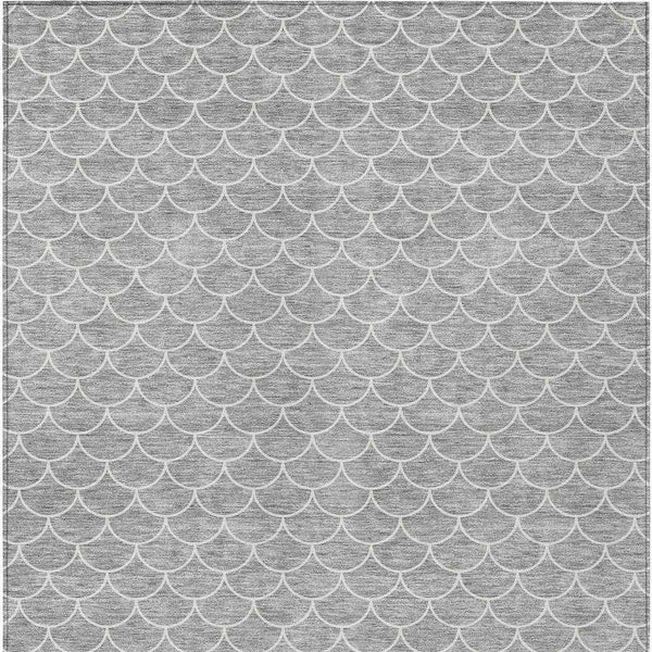 3' X 5' Gray And Ivory Geometric Washable Indoor Outdoor Area Rug