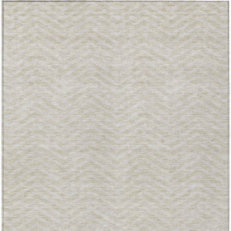 3' X 5' Beige And Gray Chevron Washable Indoor Outdoor Area Rug