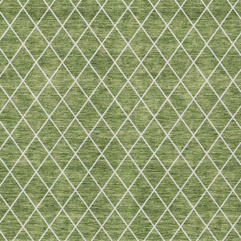 3' X 5' Green And Ivory Geometric Washable Indoor Outdoor Area Rug
