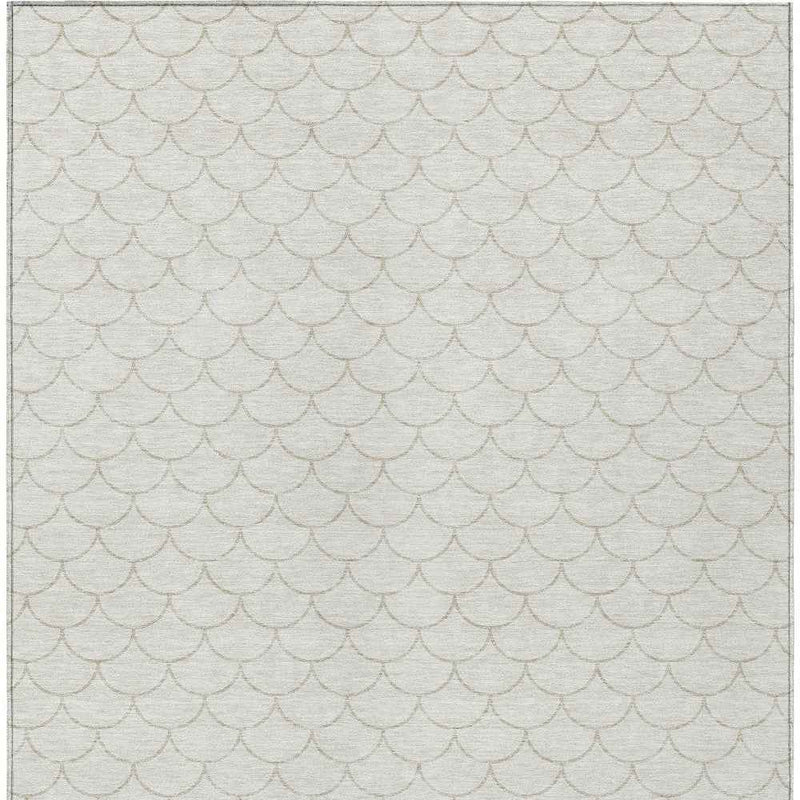 3' X 5' Ivory And Beige Geometric Washable Indoor Outdoor Area Rug