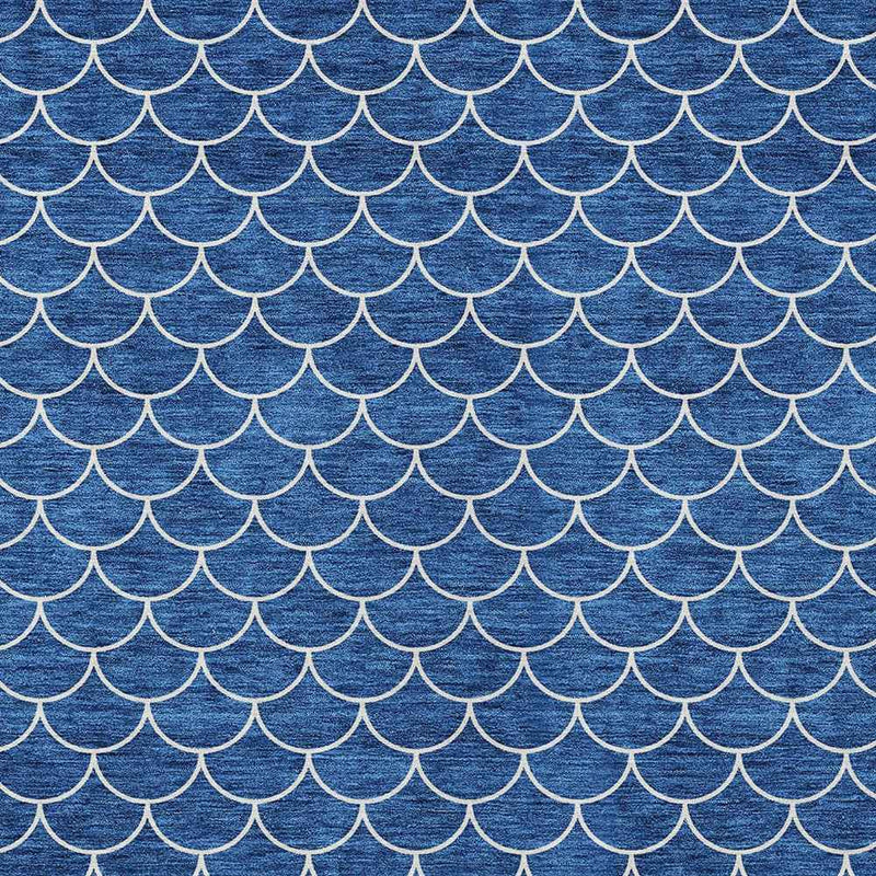 10' X 14' Blue And Ivory Geometric Washable Indoor Outdoor Area Rug